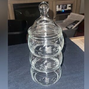 Vintage Princess House Etched Crystal 3 Tier Stackable Covered Dish